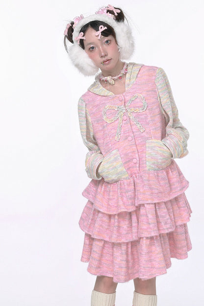 Pinkes Hasenohren-Stufenkleid