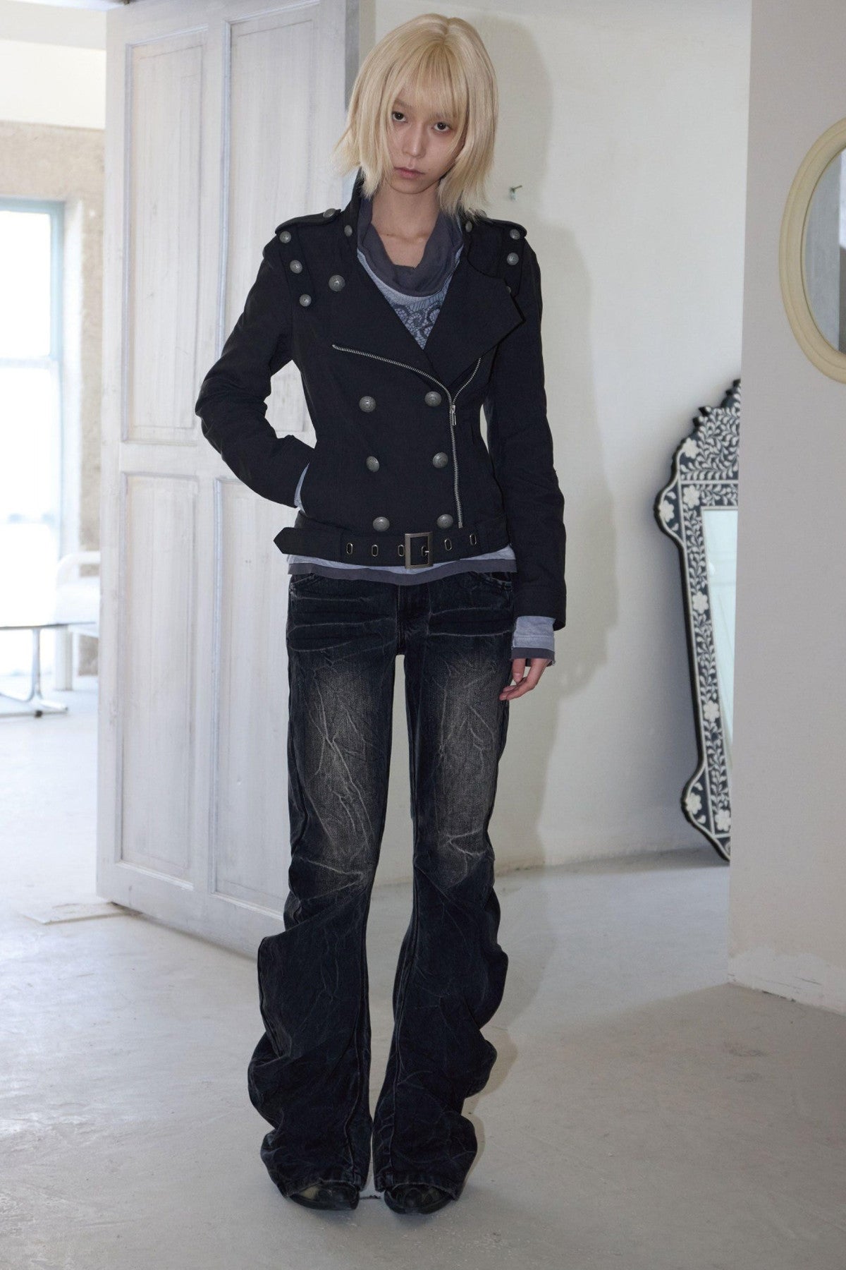 Military Style Double-Breasted Jacket