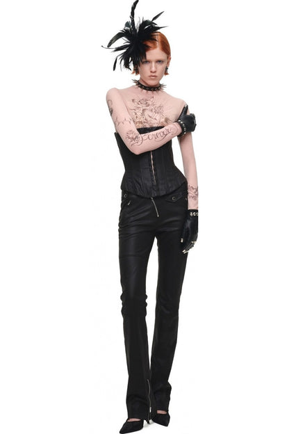 Slim-Fit Micro-Flared Leather Pants