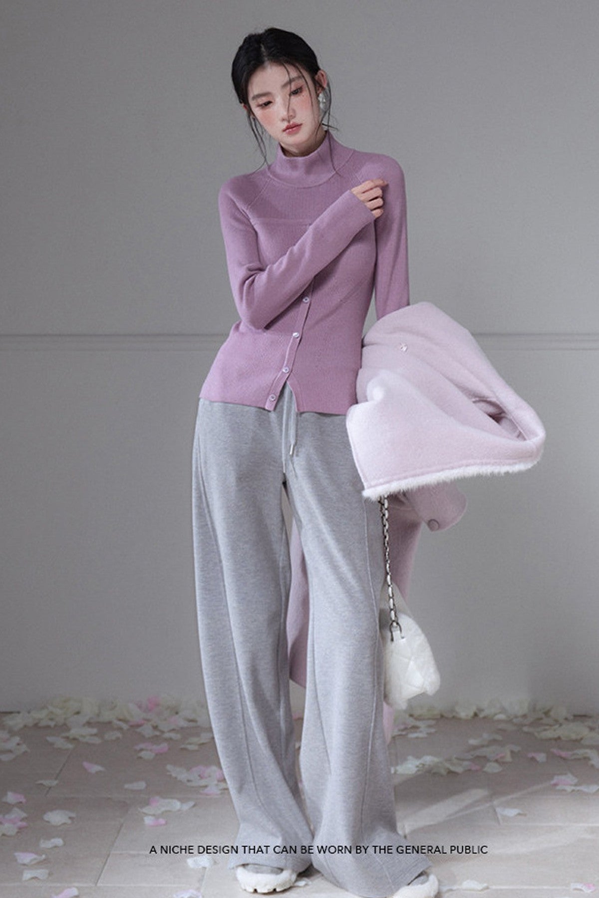 Pantaloni in maglia a gamba dritta con spacco