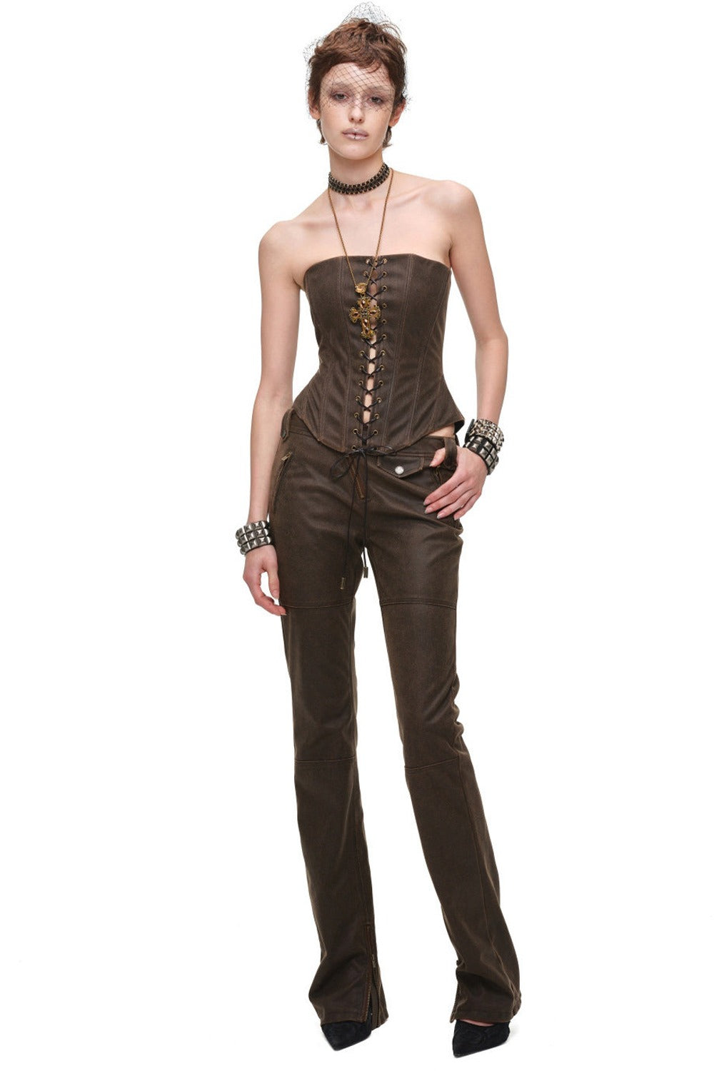 Slim-Fit Micro-Flared Leather Pants