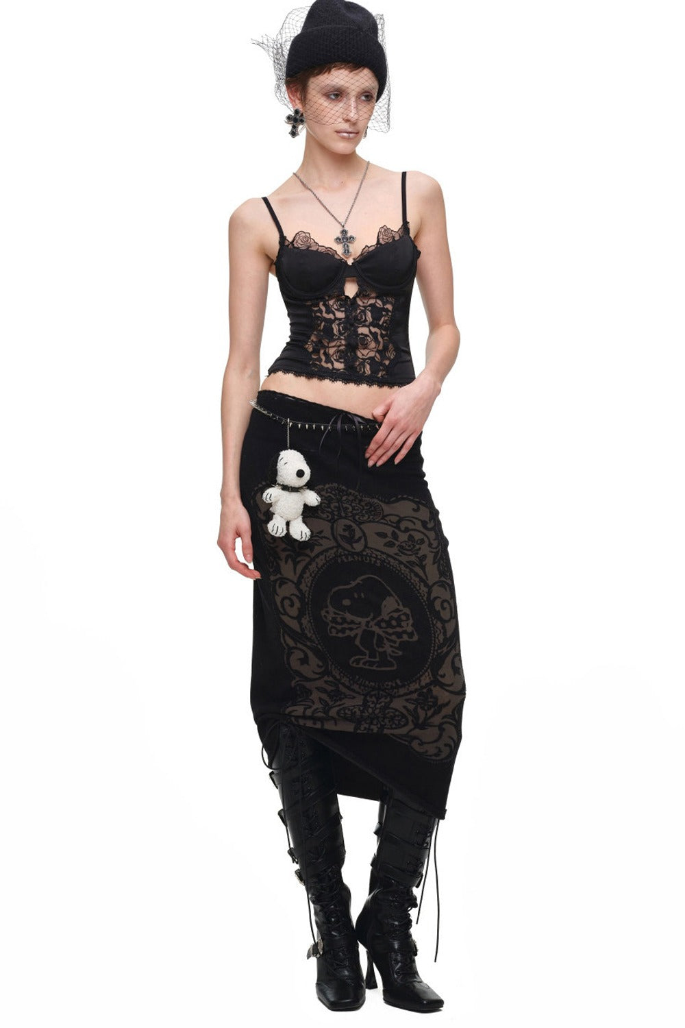 Lace Spliced Satin Corset Camisole