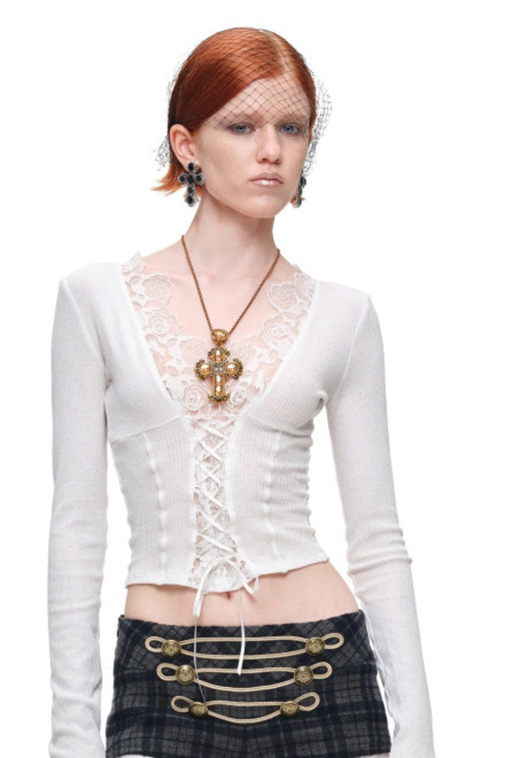 Lace Spliced Long Sleeve Layering Top