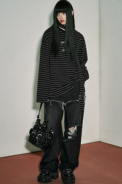 Striped Long-Sleeved T-Shirt Set-Up