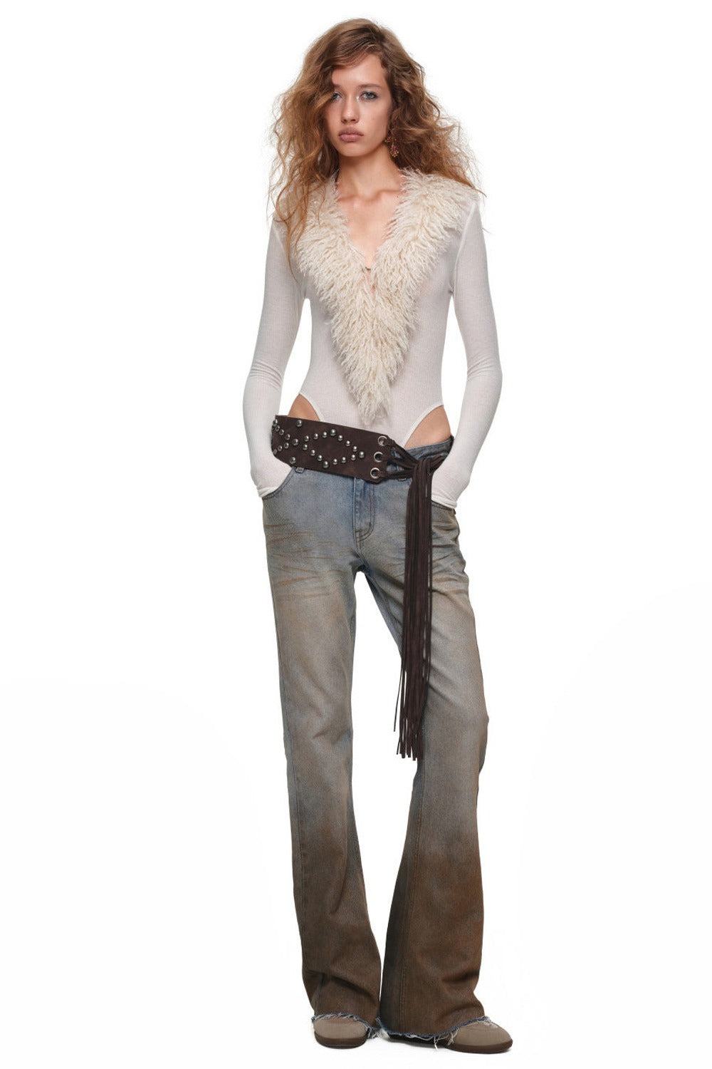 Gradient Mud-Dyed Straight-Leg Flared Jeans