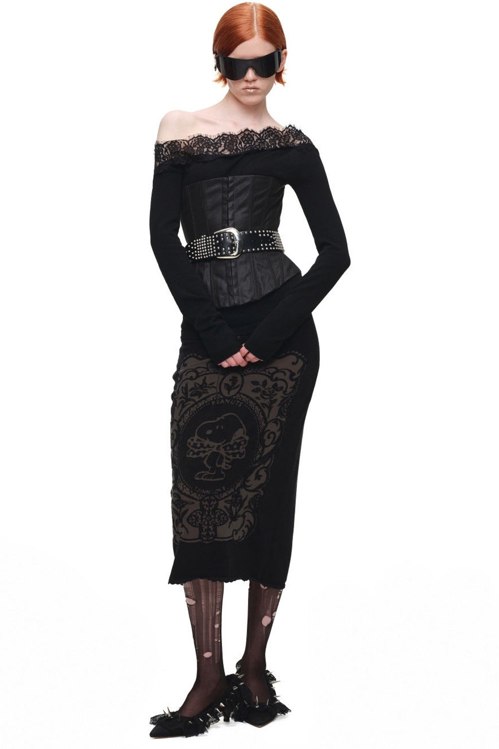 Off-Shoulder Lace Knit Top