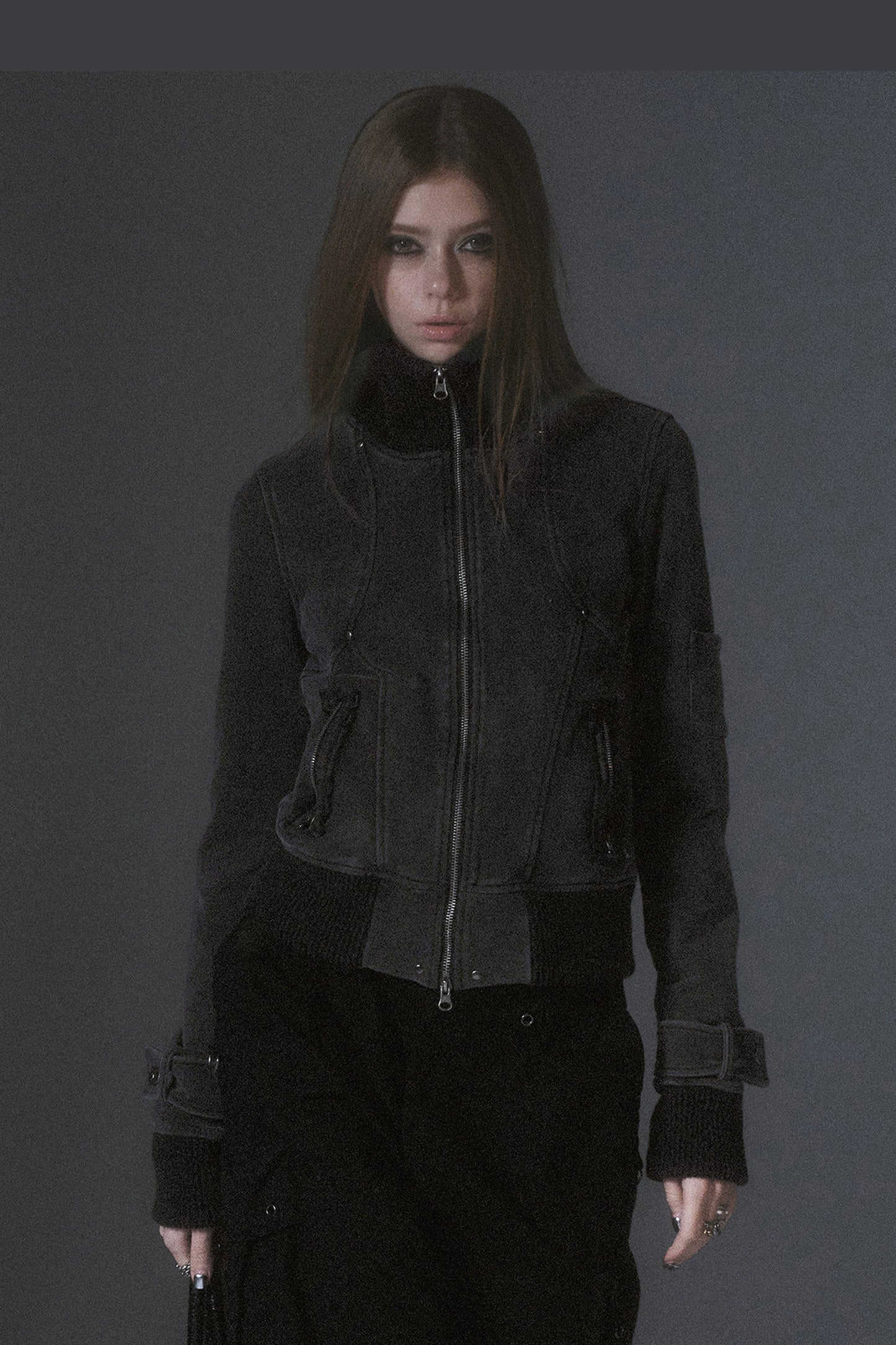 Distressed Patchwork Zip Jacket