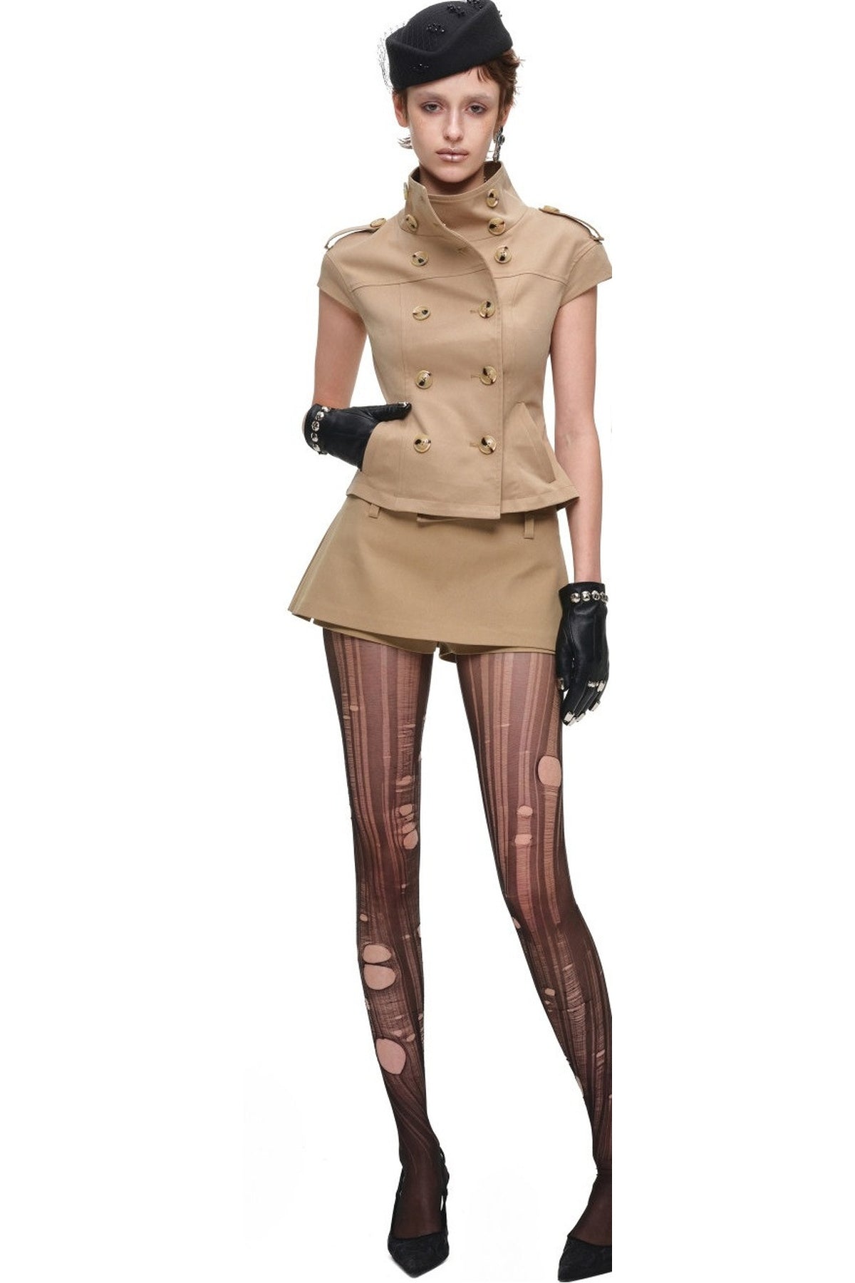 Stand Collar Double-Breasted Jacket