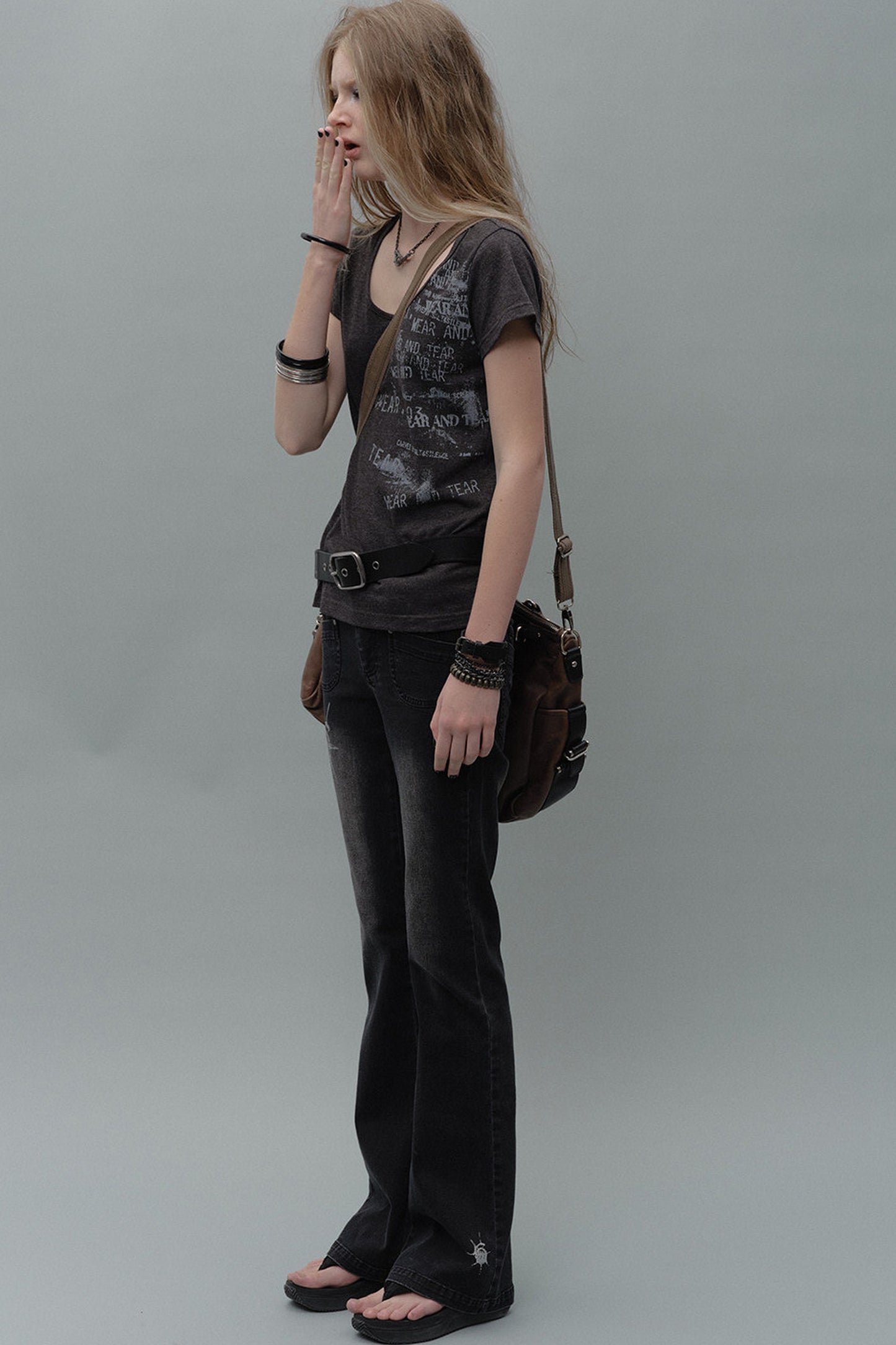 Irregular Distressed Print T-shirt