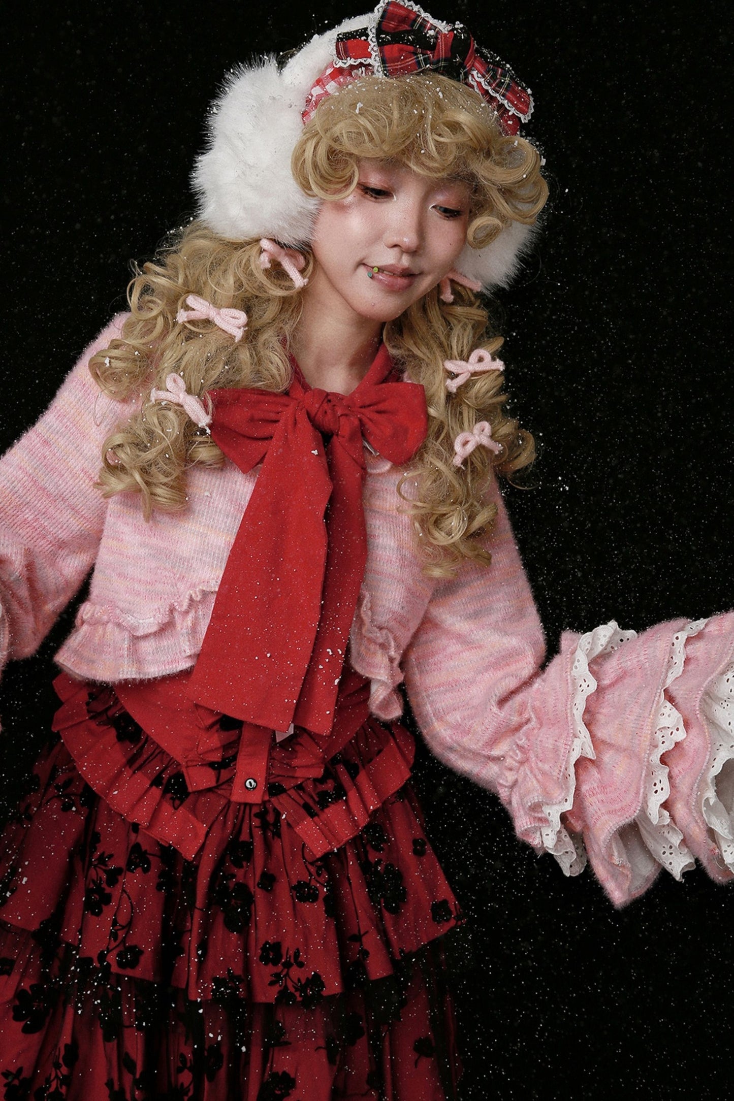 Pink Lolita Ruffle Knit Coat