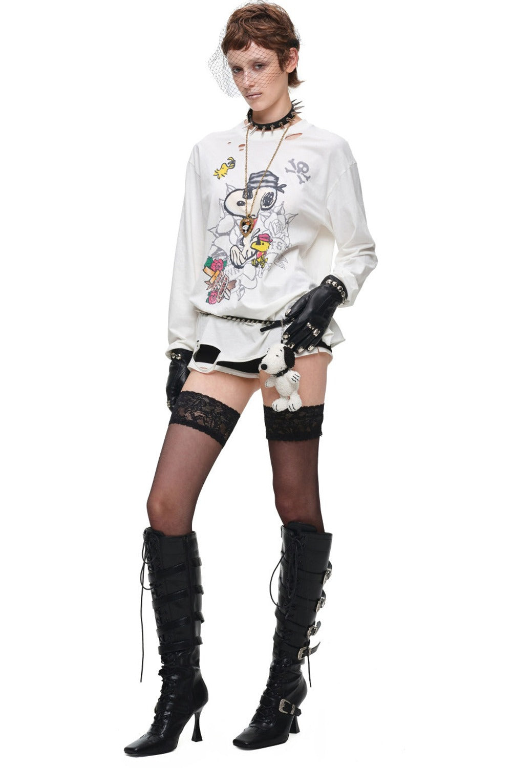 Low-Waist Layered-Look Woolen Shorts