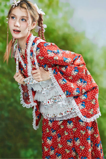 Showa Retro Childlike Kimono Top