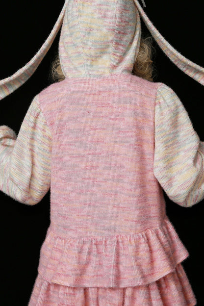 Pinkes Hasenohren-Stufenkleid