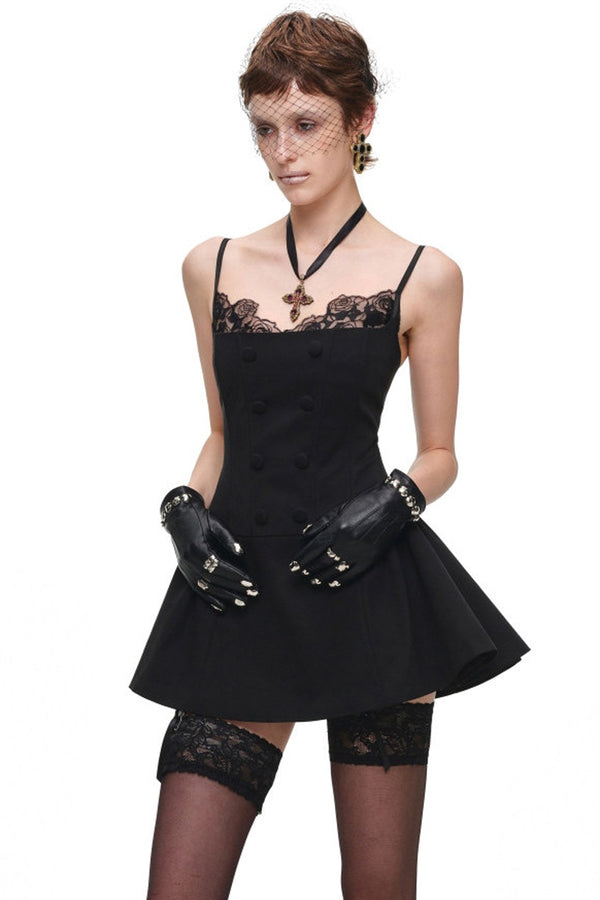 Patchwork Lace Fishbone Strap Dress