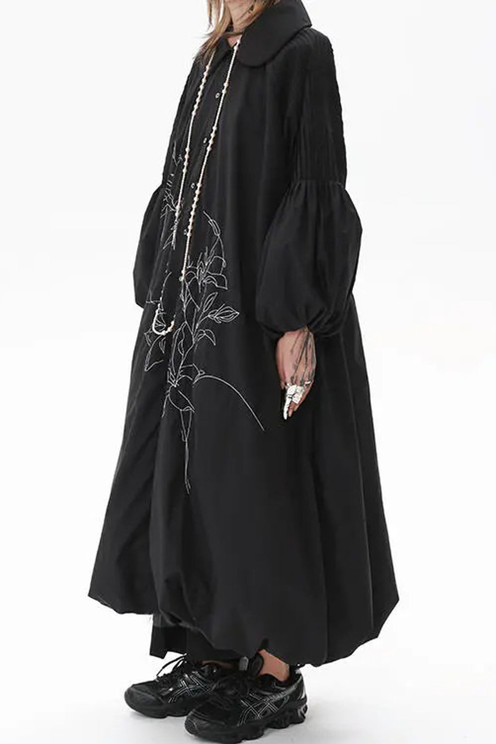 Night-Blooming Lily Embroidered Dress