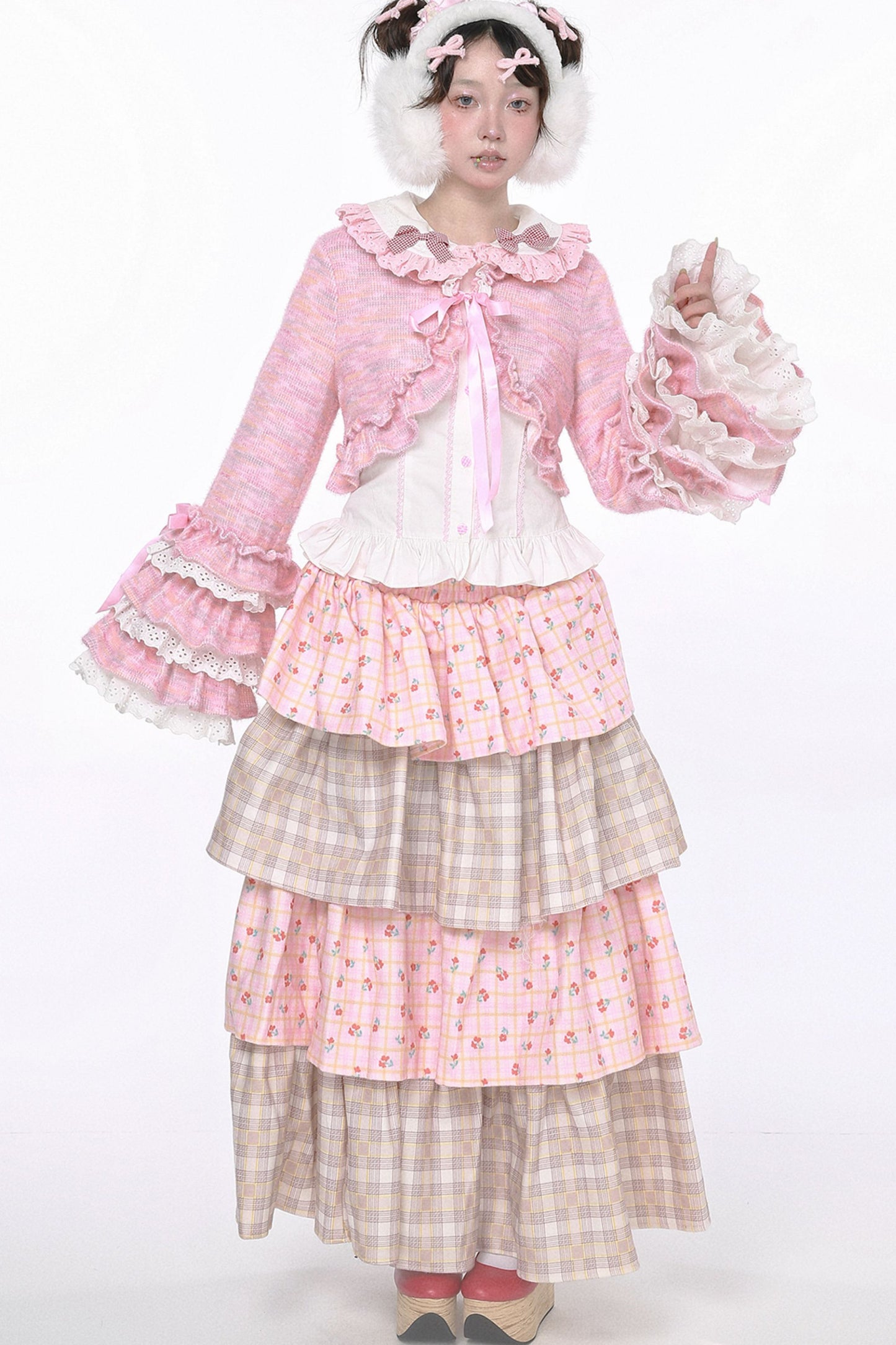 Pink Lolita Ruffle Knit Coat