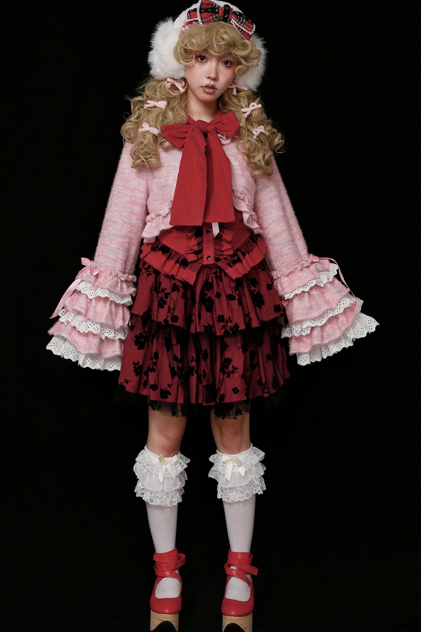 Pink Lolita Ruffle Knit Coat