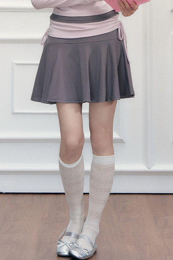Layered-Look Letter Print Top and Skirt Set-Up