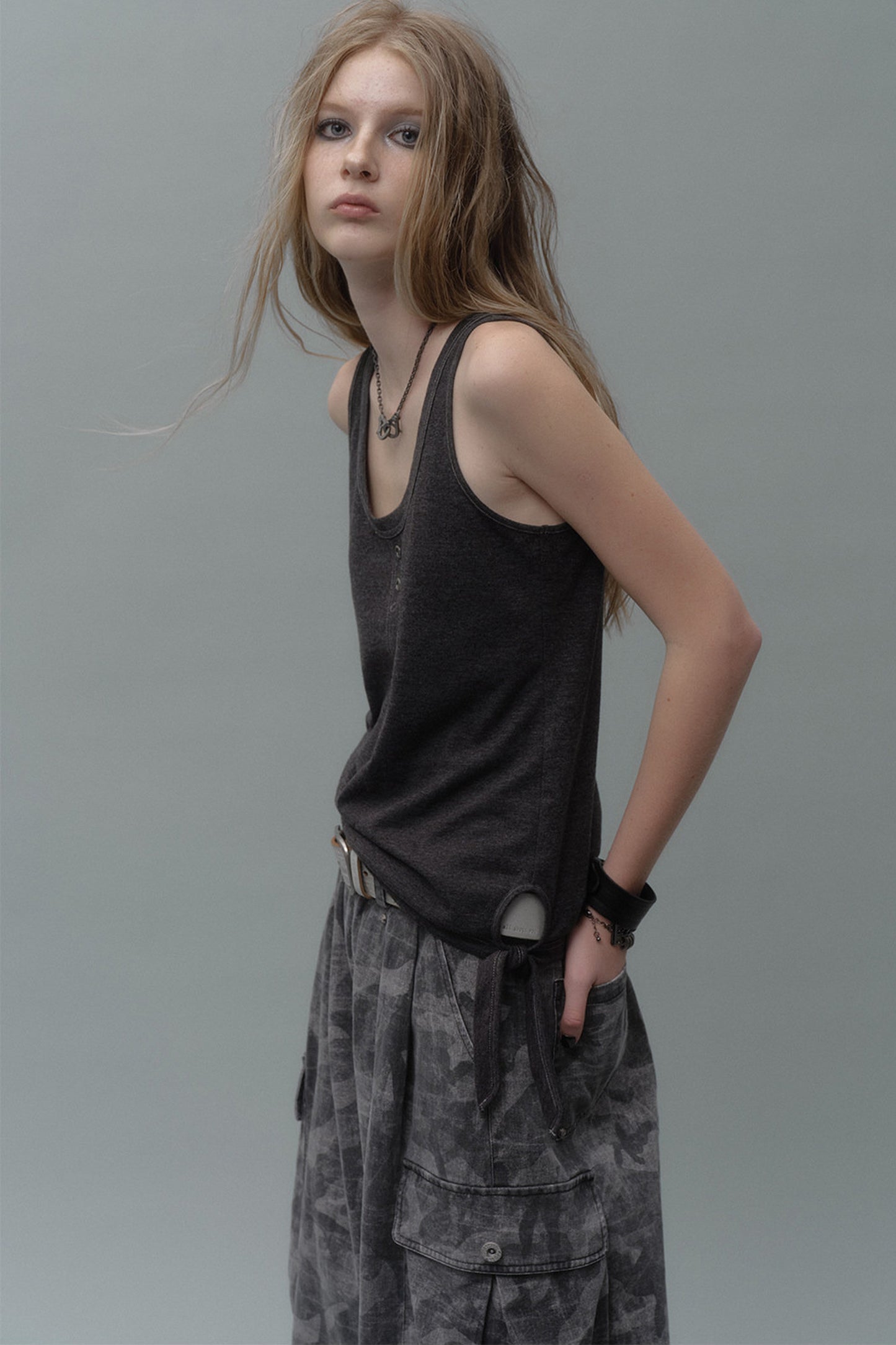 Lace-Up Contrast Punk Vest