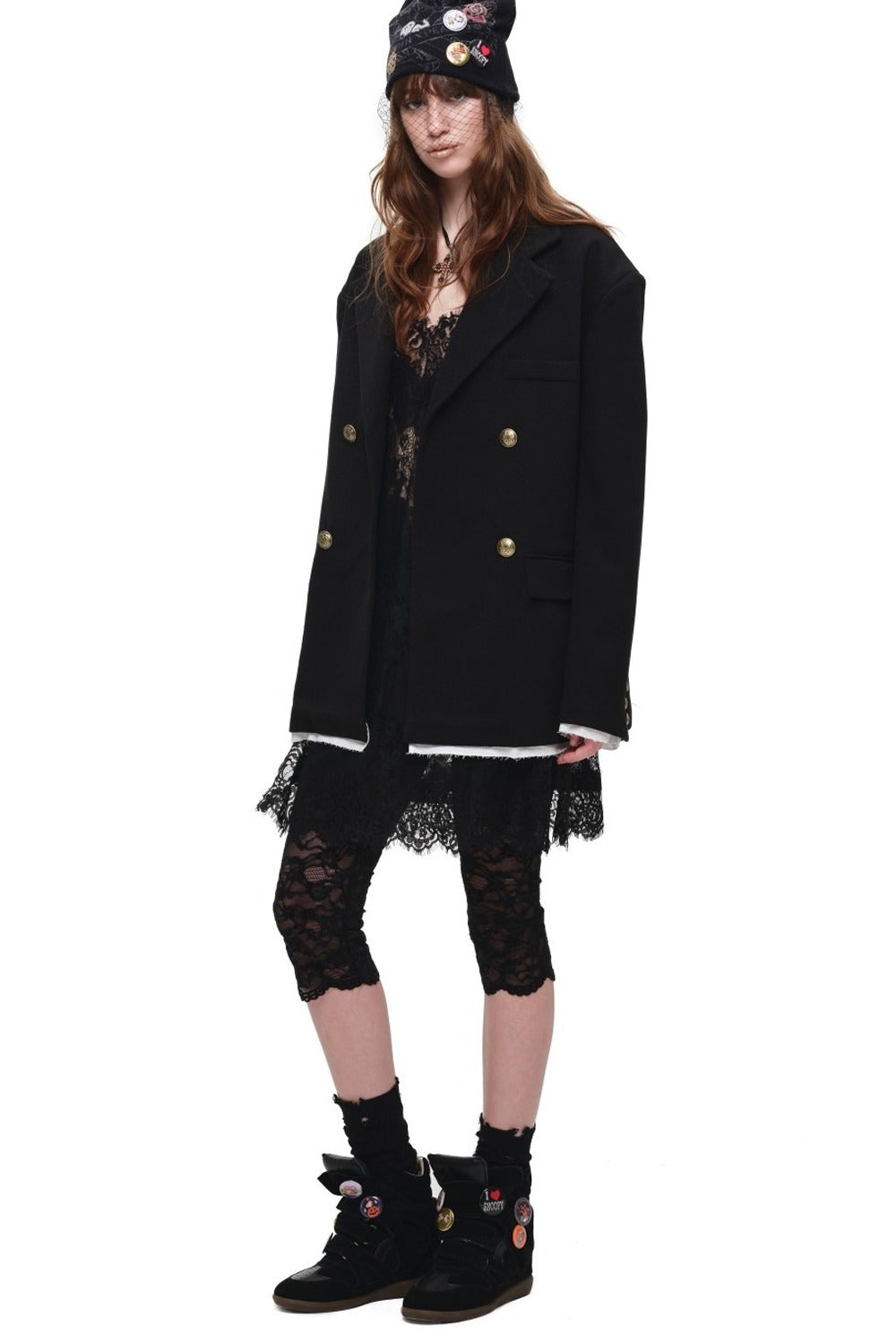 Layered-Look Double-Breasted Blazer