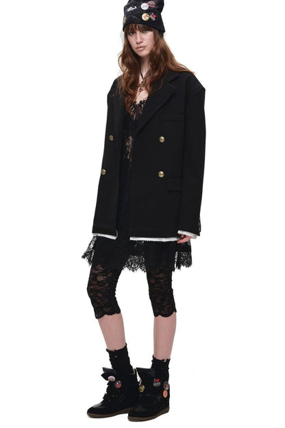 Layered-Look Double-Breasted Blazer