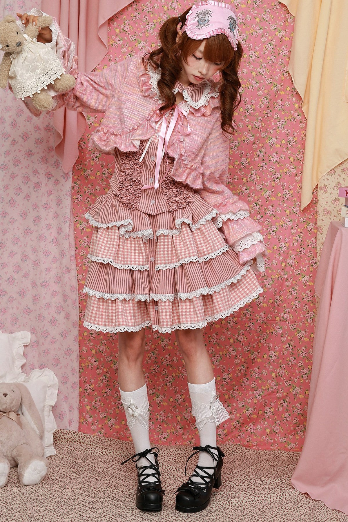 Pink Striped Puffy Lolita Skirt
