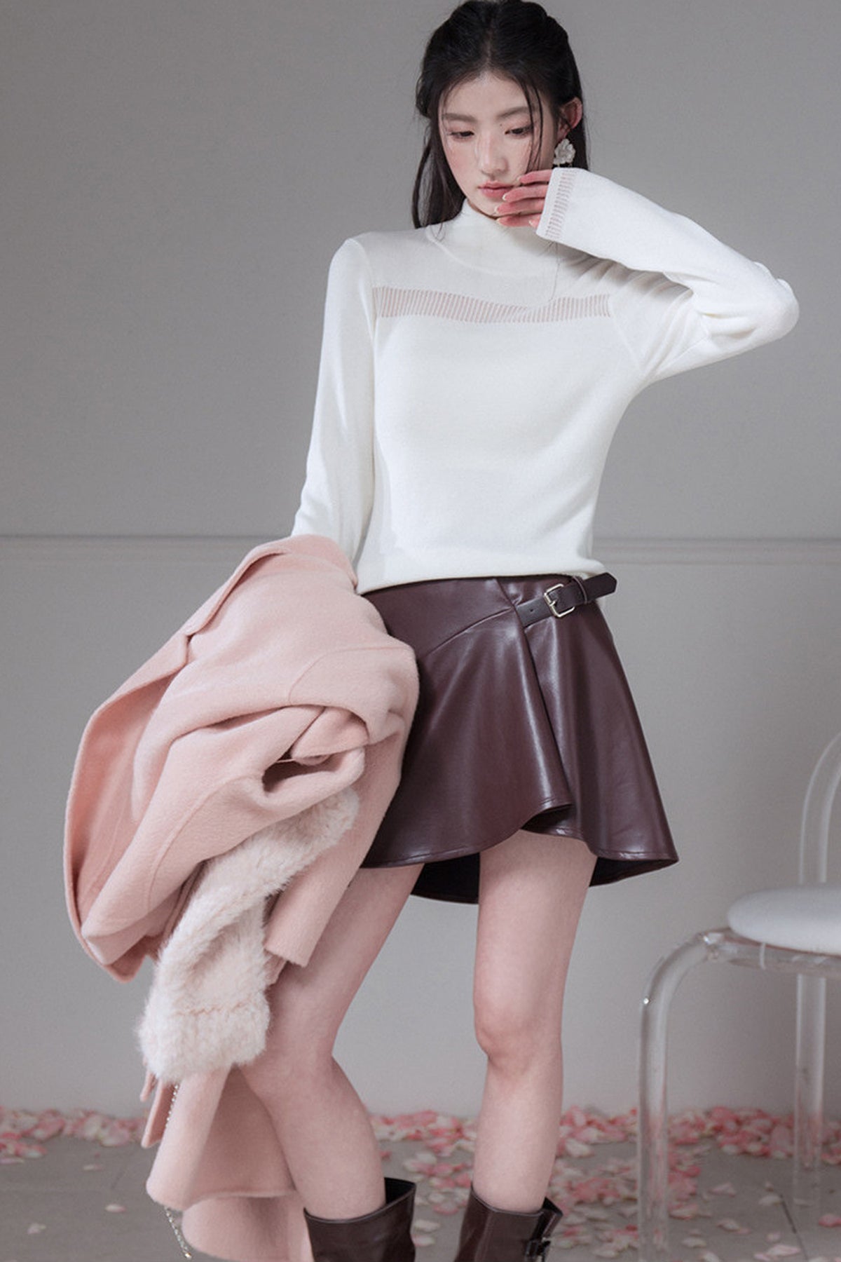 White Mercerized Wool Sweater
