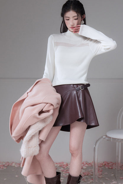 White Mercerized Wool Sweater