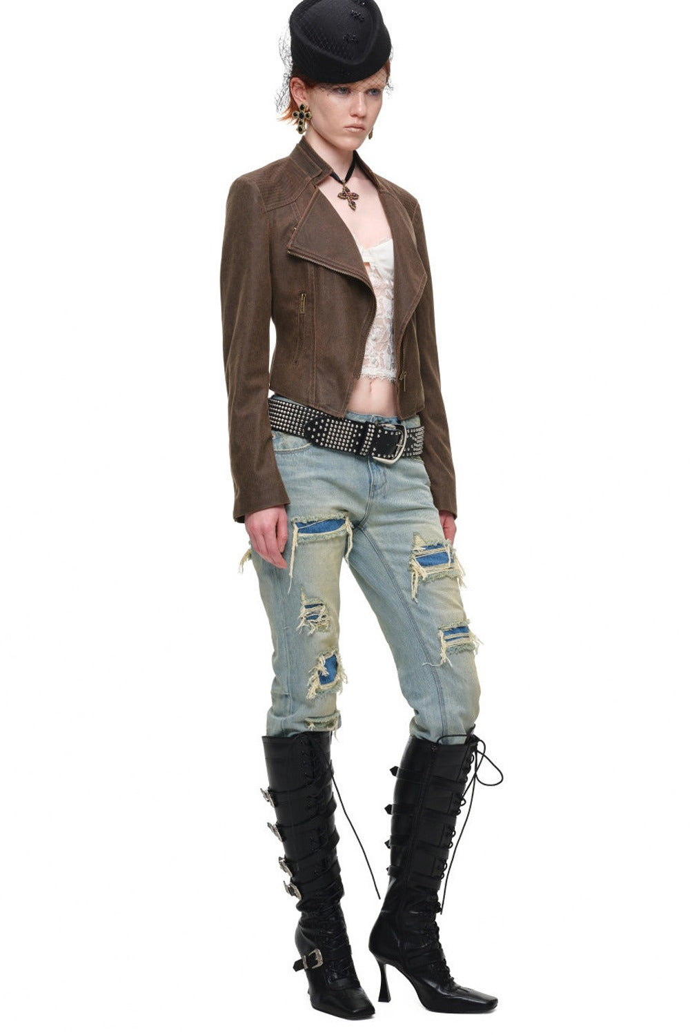 Heavy Distressed Straight Jeans