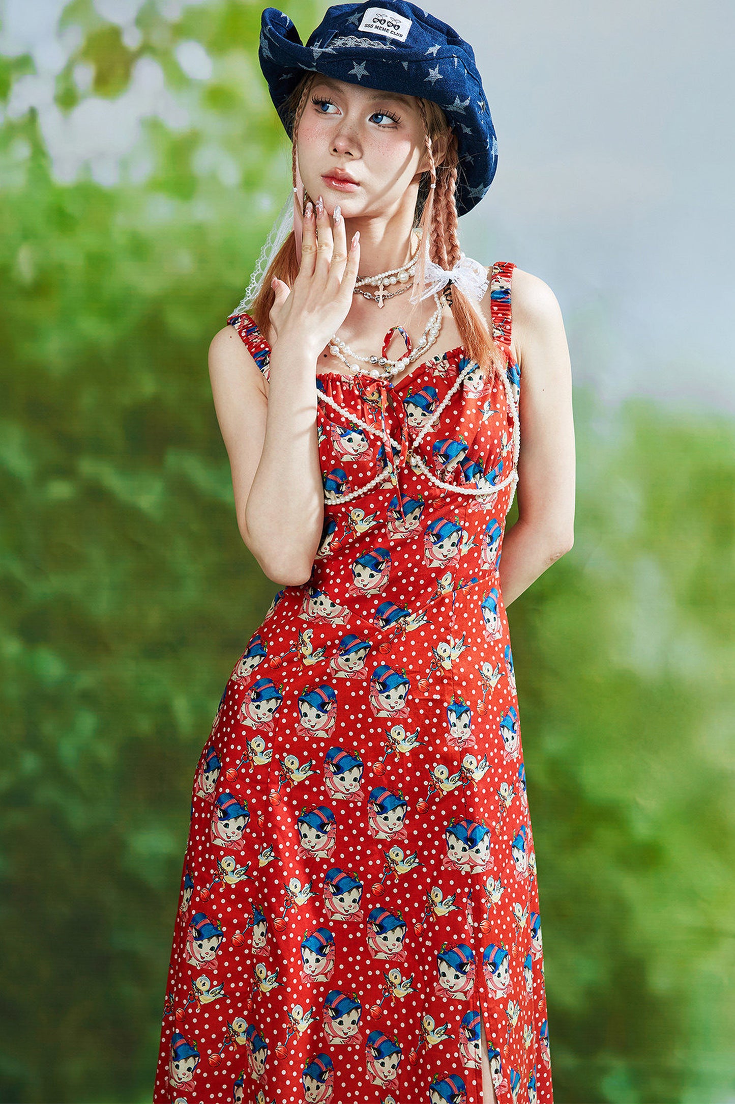 Showa Retro Red Long Dress