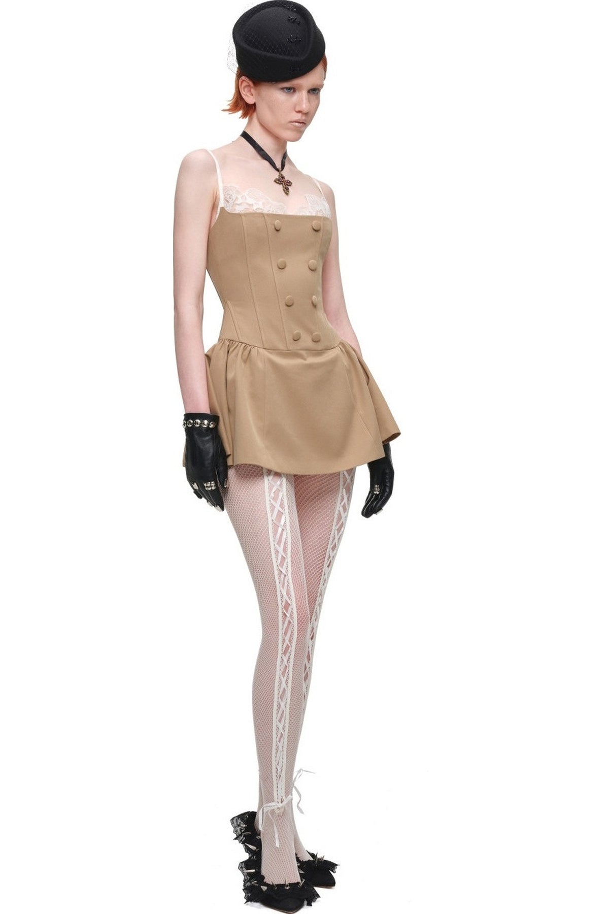 Patchwork Lace Fishbone Strap Dress