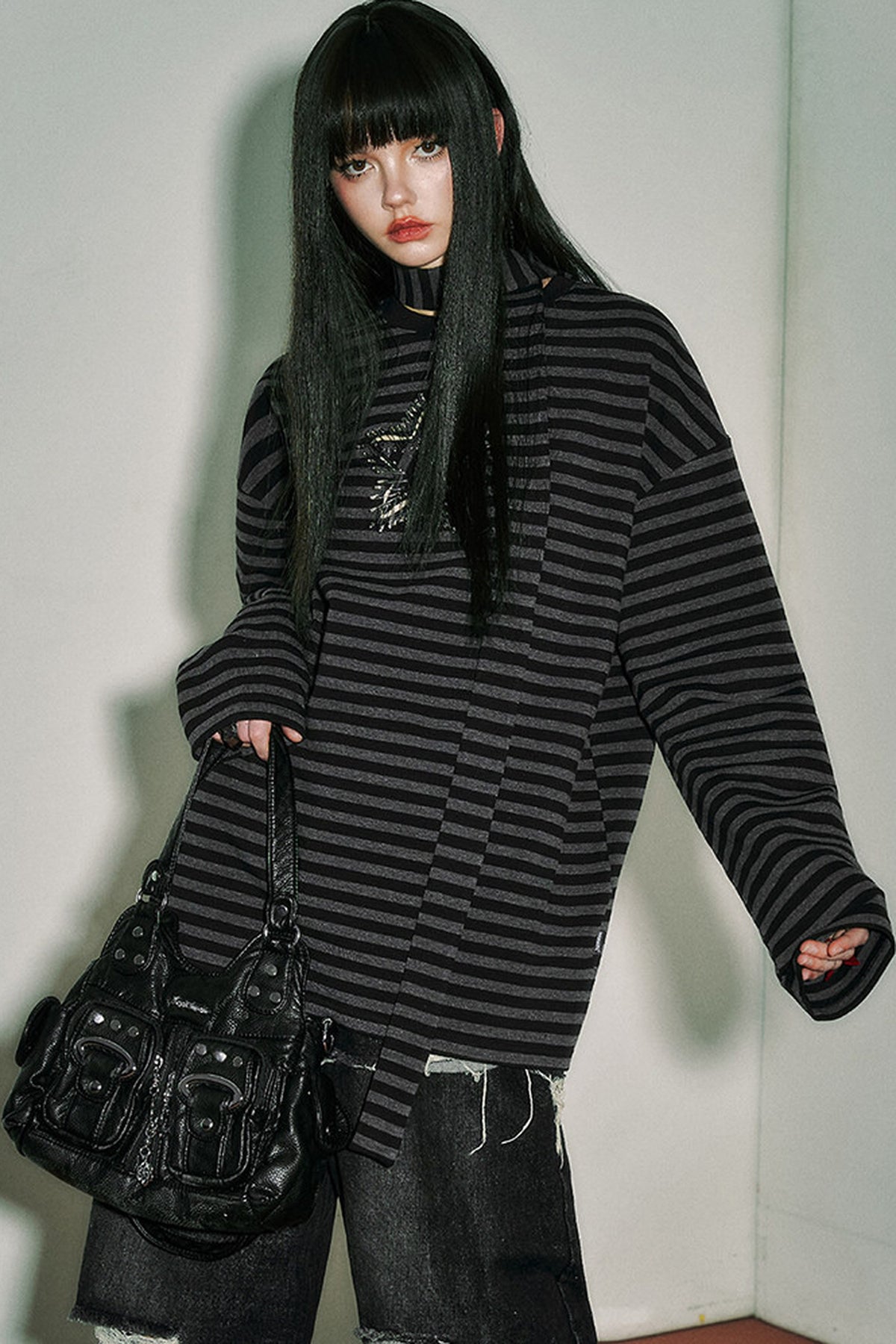 Striped Long-Sleeved T-Shirt Set-Up