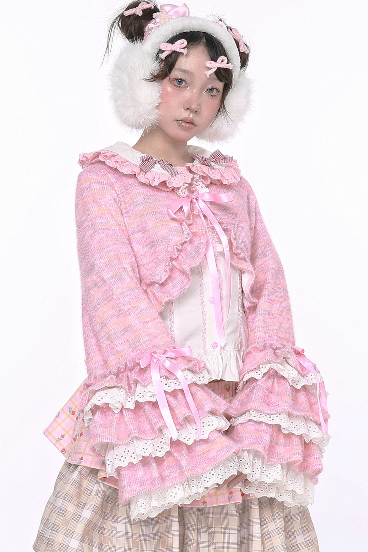 Pink Lolita Ruffle Knit Coat