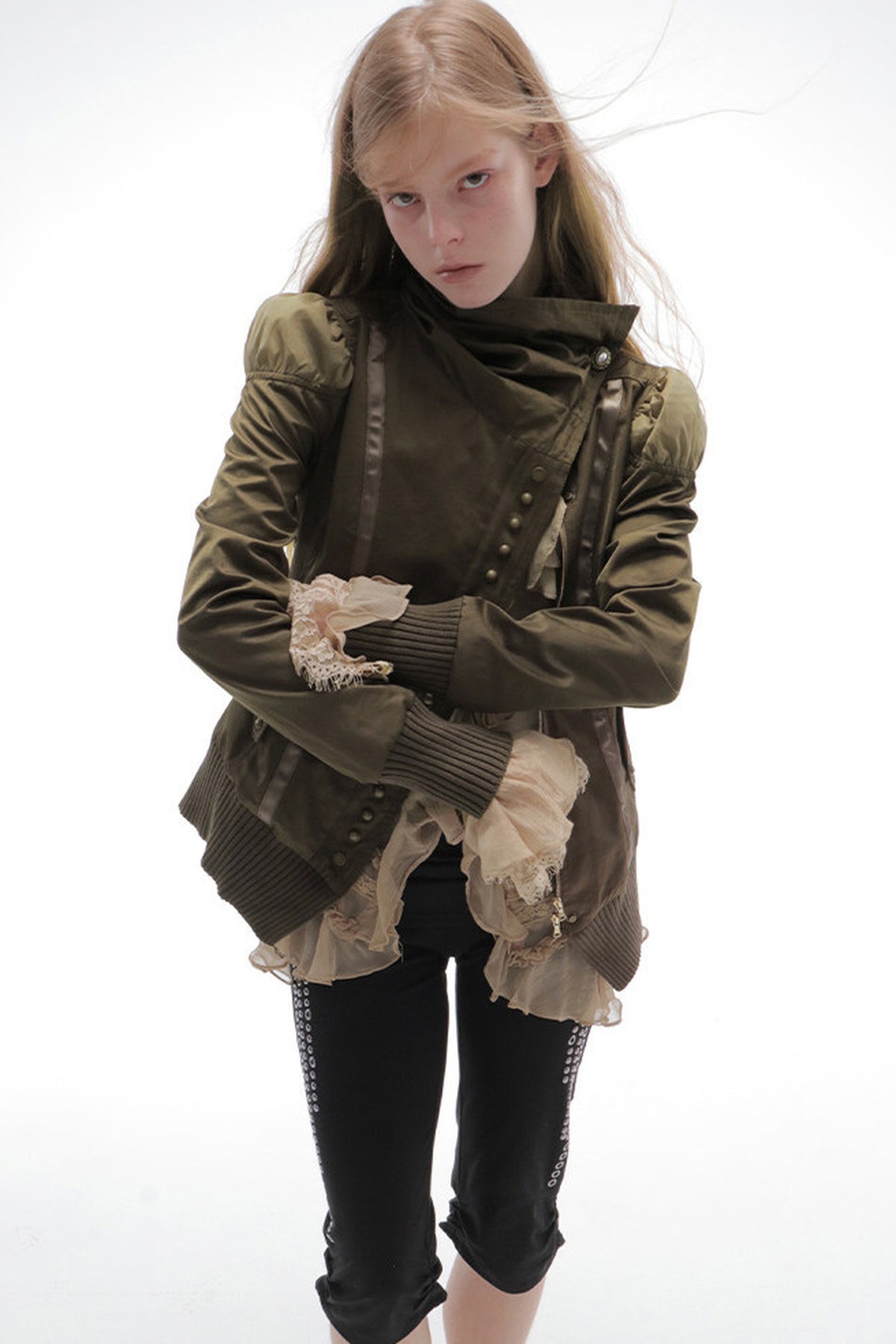 Asymmetrical High-Neck Court-Style Jacket