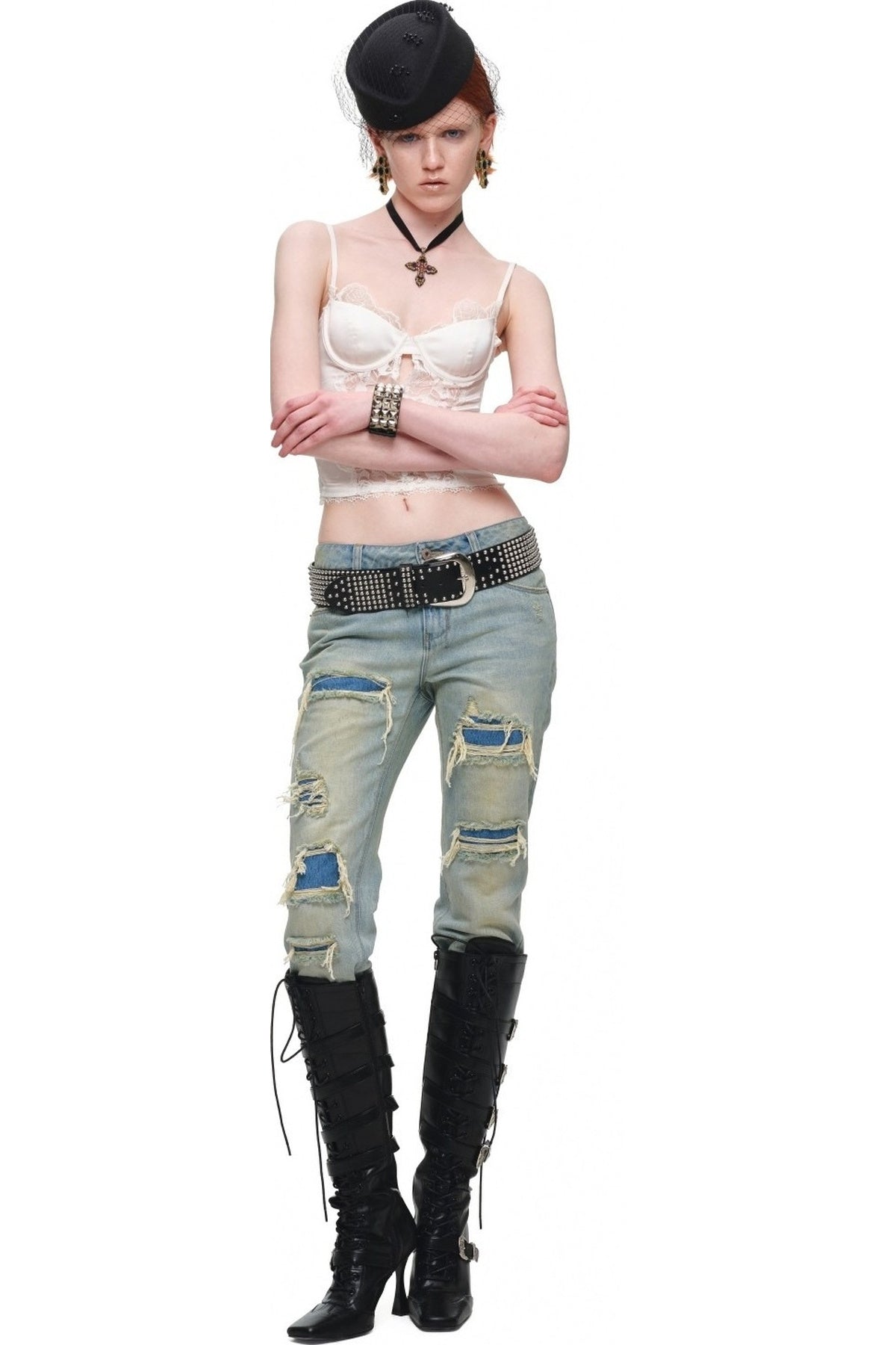 Heavy Distressed Straight Jeans