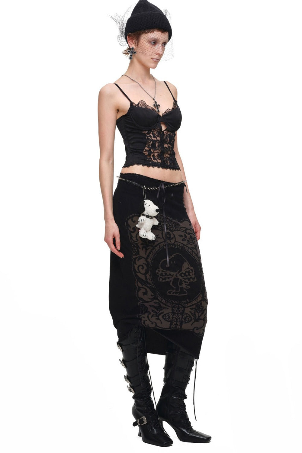 Lace Spliced Satin Corset Camisole