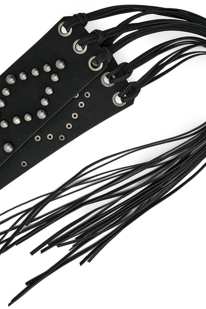 Studded Wide Strap Tassel Waist Cincher
