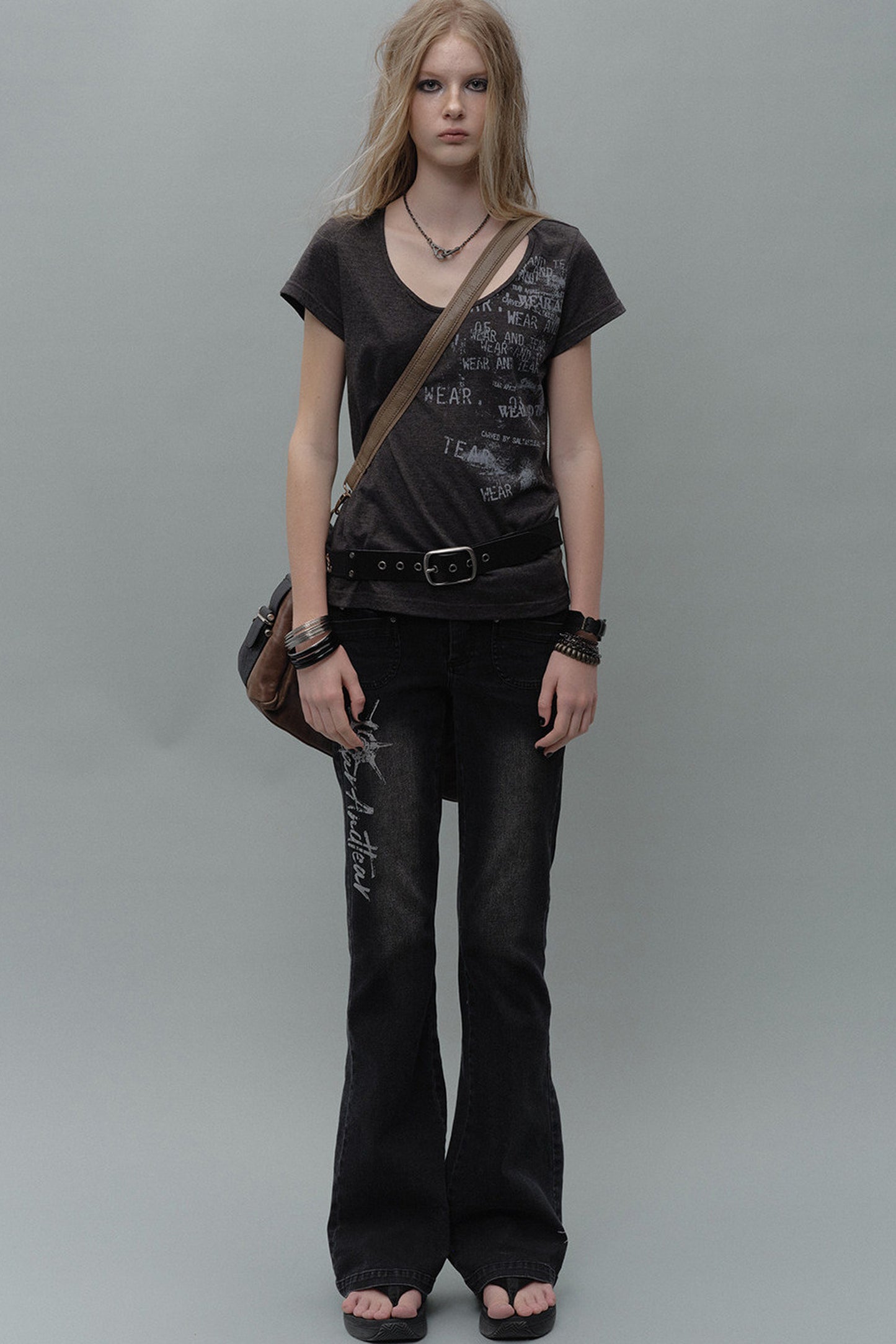 Irregular Distressed Print T-shirt