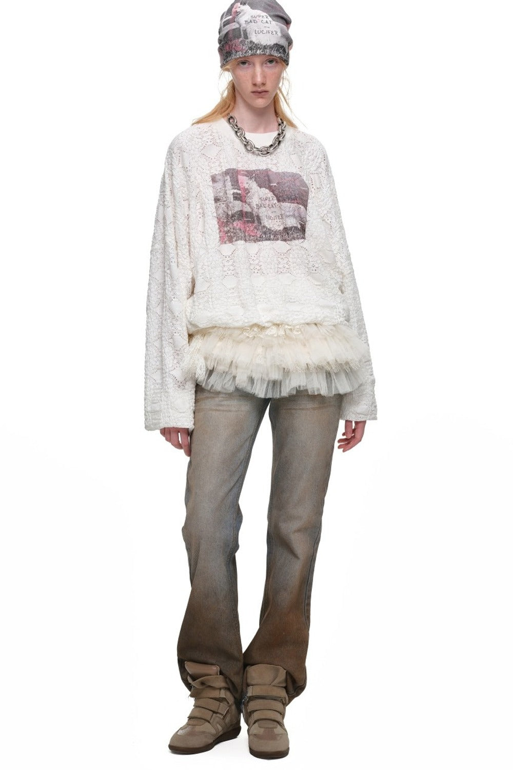 Gradient Mud-Dyed Straight-Leg Flared Jeans