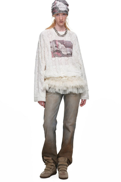 Gradient Mud-Dyed Straight-Leg Flared Jeans