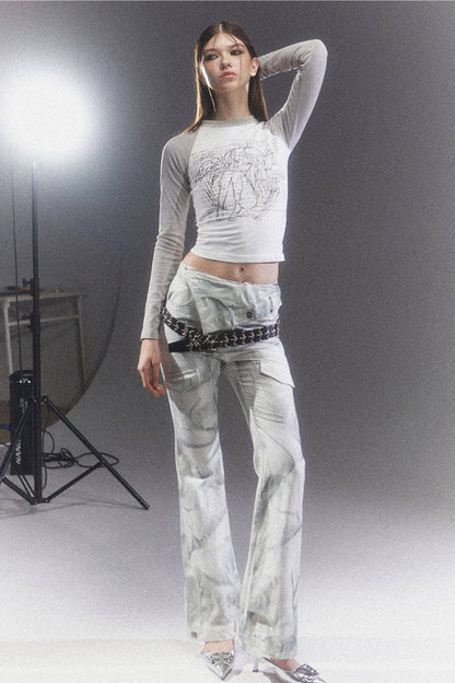 Slim-Fit Anime Raglan Top