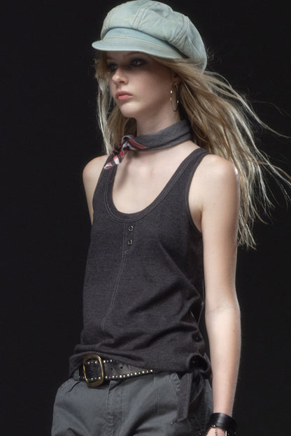Lace-Up Contrast Punk Vest