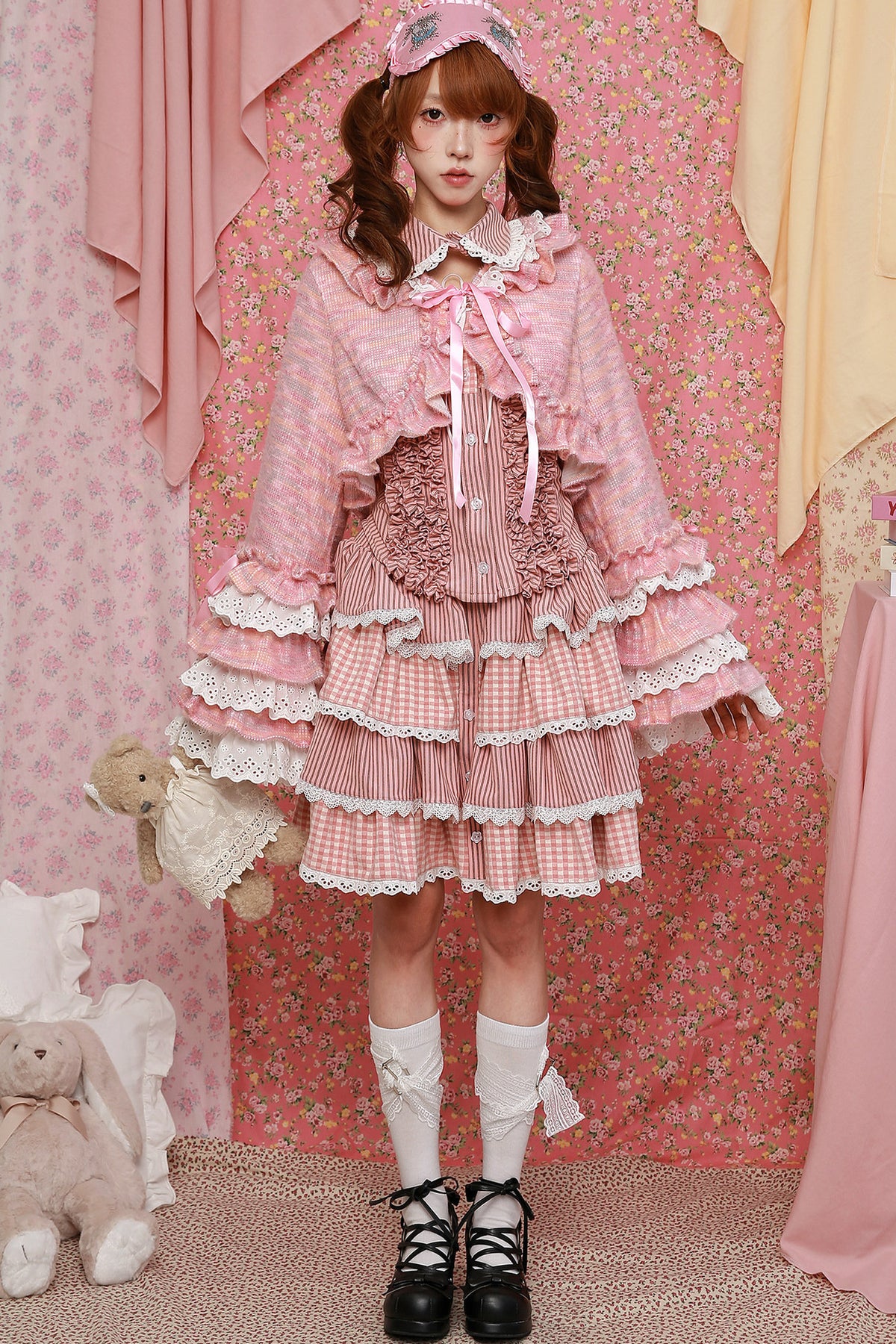 Pink Striped Puffy Lolita Skirt