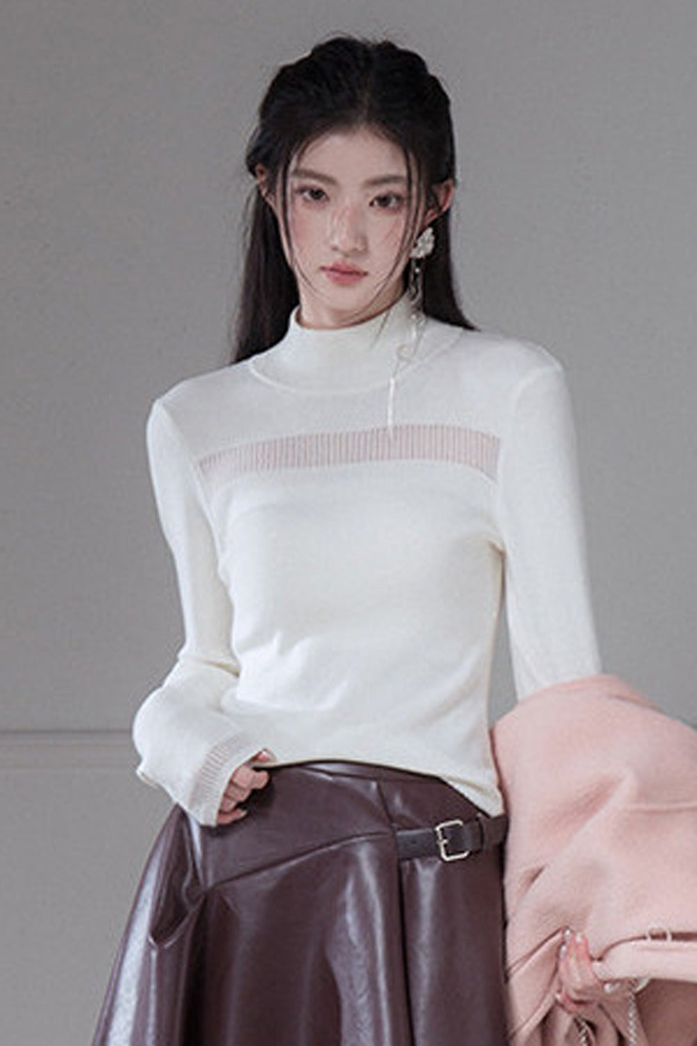 White Mercerized Wool Sweater