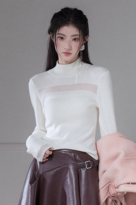 White Mercerized Wool Sweater