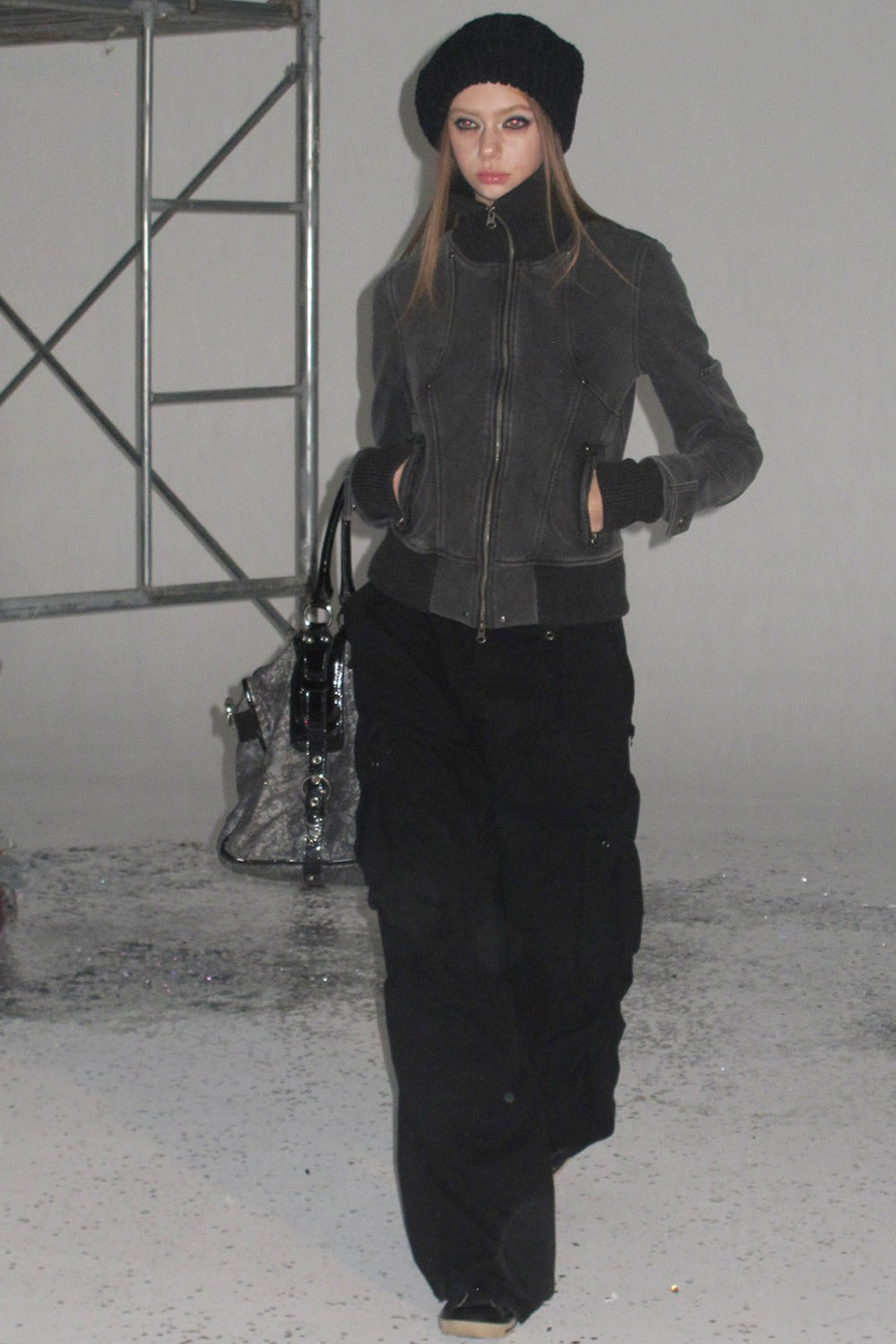 Distressed Patchwork Zip Jacket