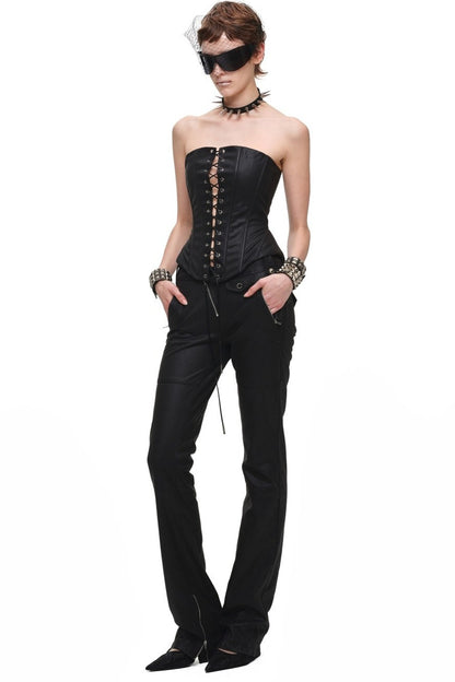 Slim-Fit Micro-Flared Leather Pants