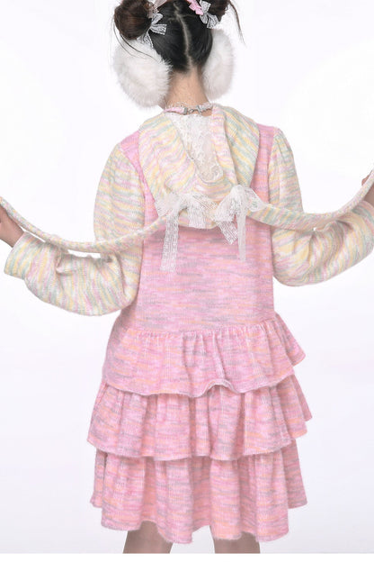 Pinkes Hasenohren-Stufenkleid