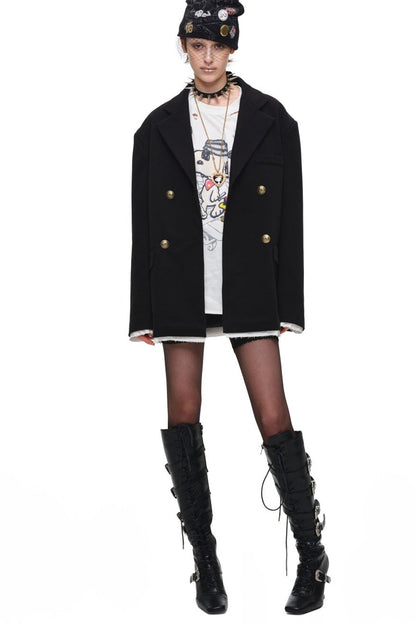 Layered-Look Double-Breasted Blazer