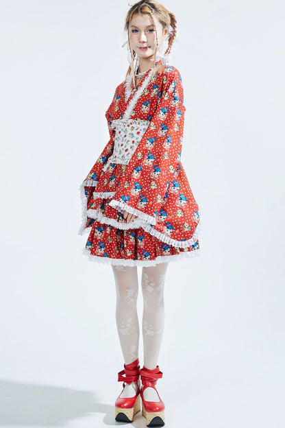 Showa Retro Childlike Kimono Top